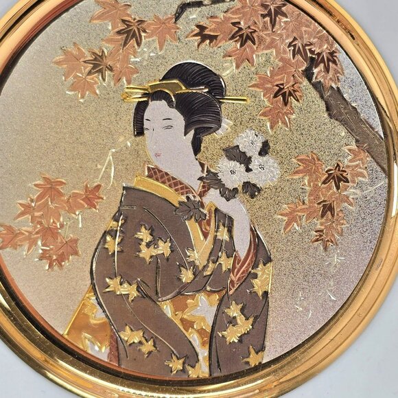 Late Autumn Chokin Plate Chrysanthemum & Maple Leaves Hamilton 11th JE345 - Picture 2 of 7